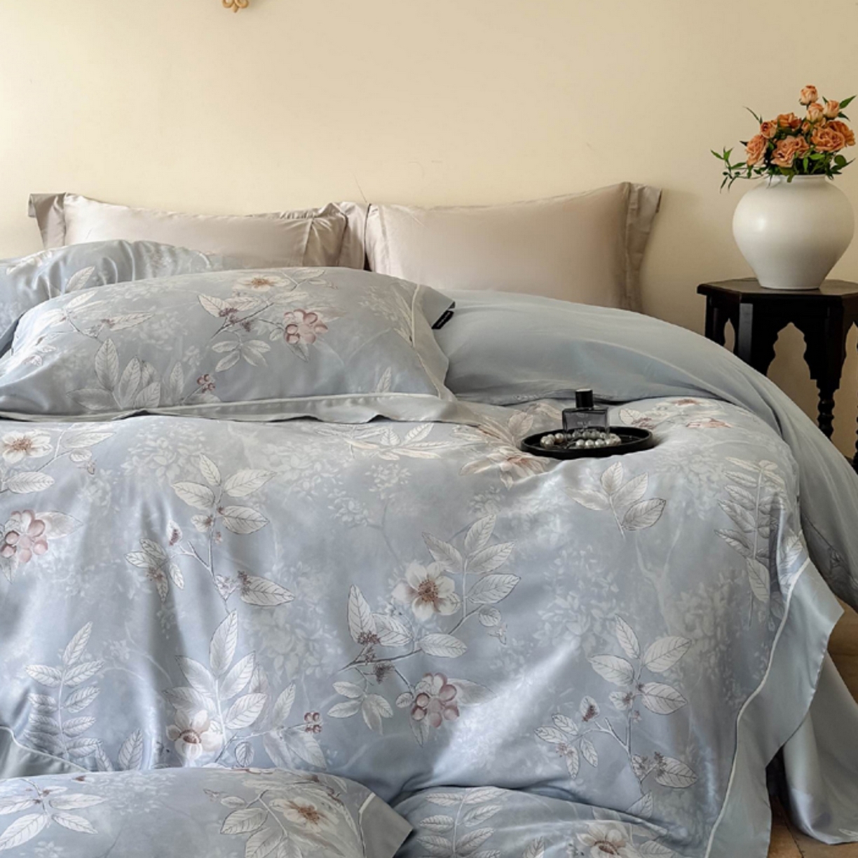 91家纺网 家纺一手货源 找家纺 （总）芯丝路家纺 2026新款进口天丝棉印花四件套（嵌线款）