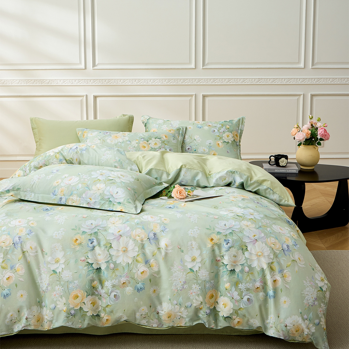 91家纺网 家纺一手货源 找家纺 （总）元元家居（元元被业） 2026新款全棉纯棉13372床盖款四件套-印花款