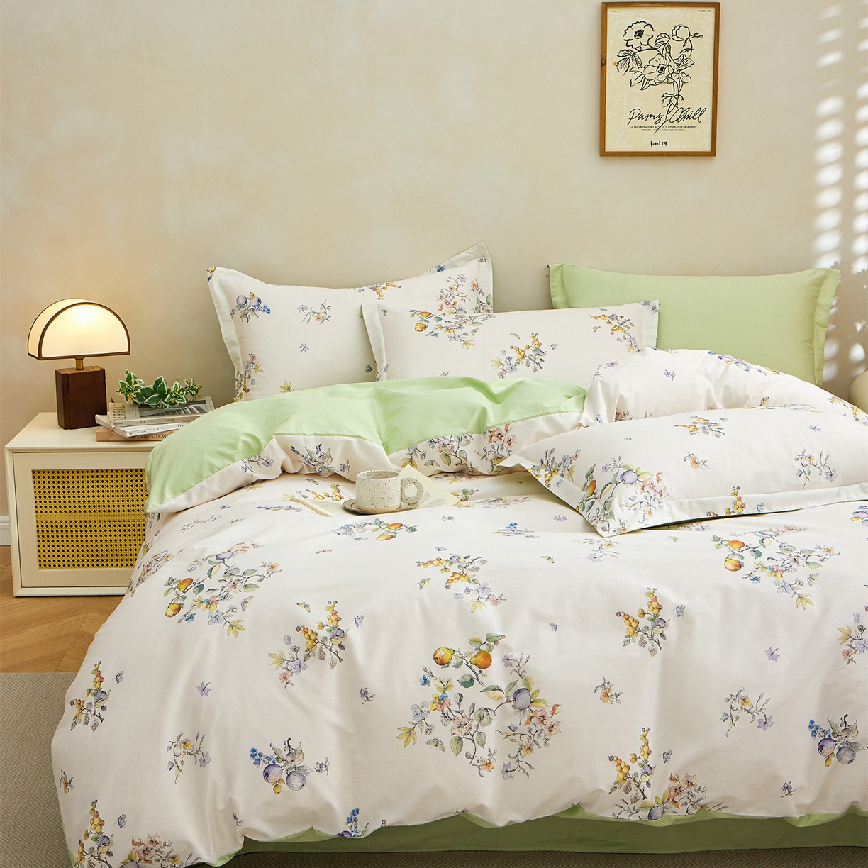 91家纺网 家纺一手货源 找家纺 （总）元元家居（元元被业） 2026新款全棉纯棉13372床盖款四件套-印花款