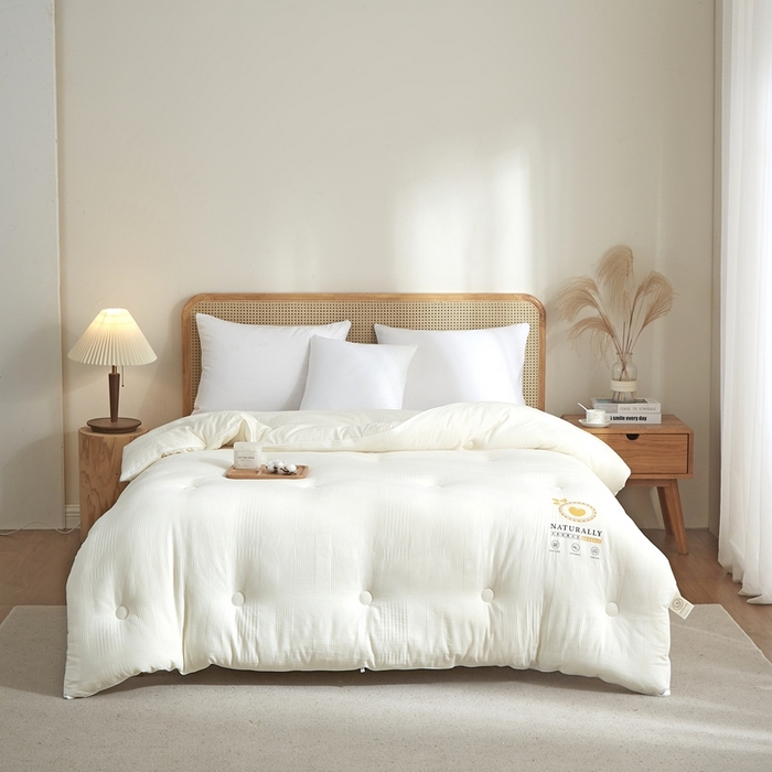 91家纺网 家纺一手货源 找家纺 （总）沐白家居 2026新款全棉水洗提花有机大豆春秋被冬被