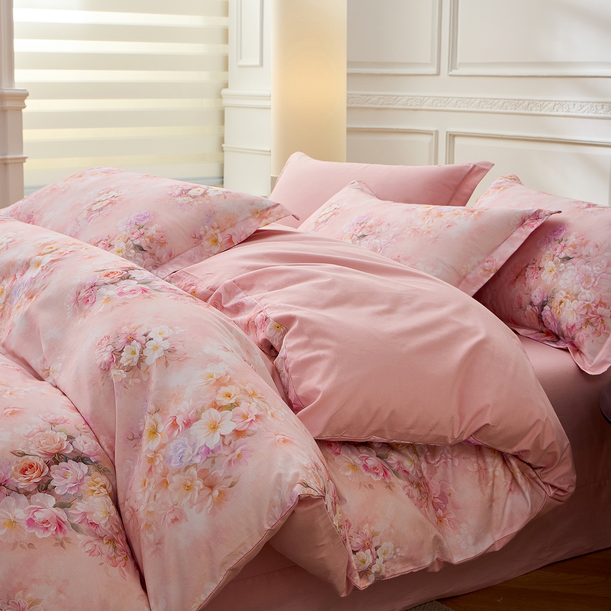 91家纺网 家纺一手货源 找家纺 元元家居（元元被业） 2026新款全棉纯棉13372床盖款四件套-印花款 芳菲