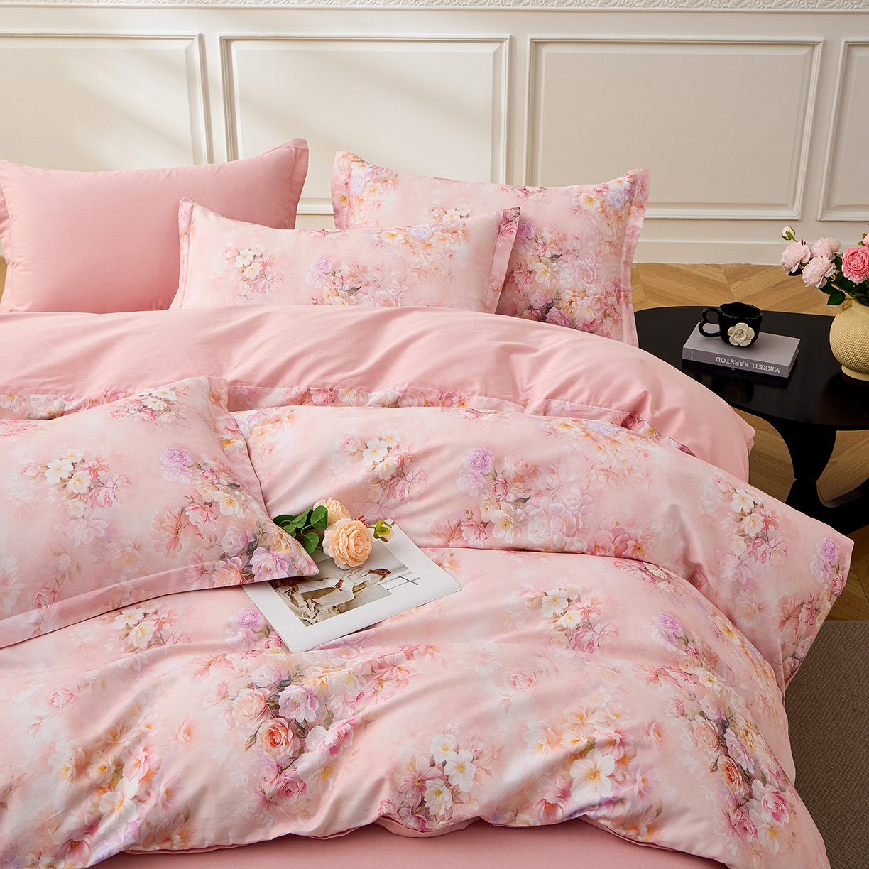 91家纺网 家纺一手货源 找家纺 元元家居（元元被业） 2026新款全棉纯棉13372床盖款四件套-印花款 芳菲