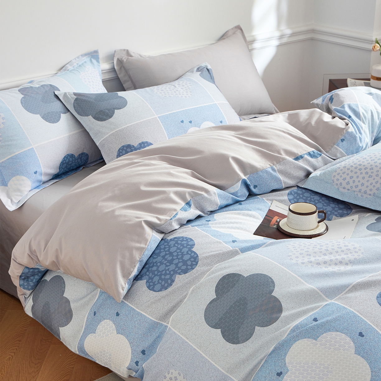 91家纺网 家纺一手货源 找家纺 元元家居（元元被业） 2026新款全棉纯棉13372床盖款四件套-印花款 非凡