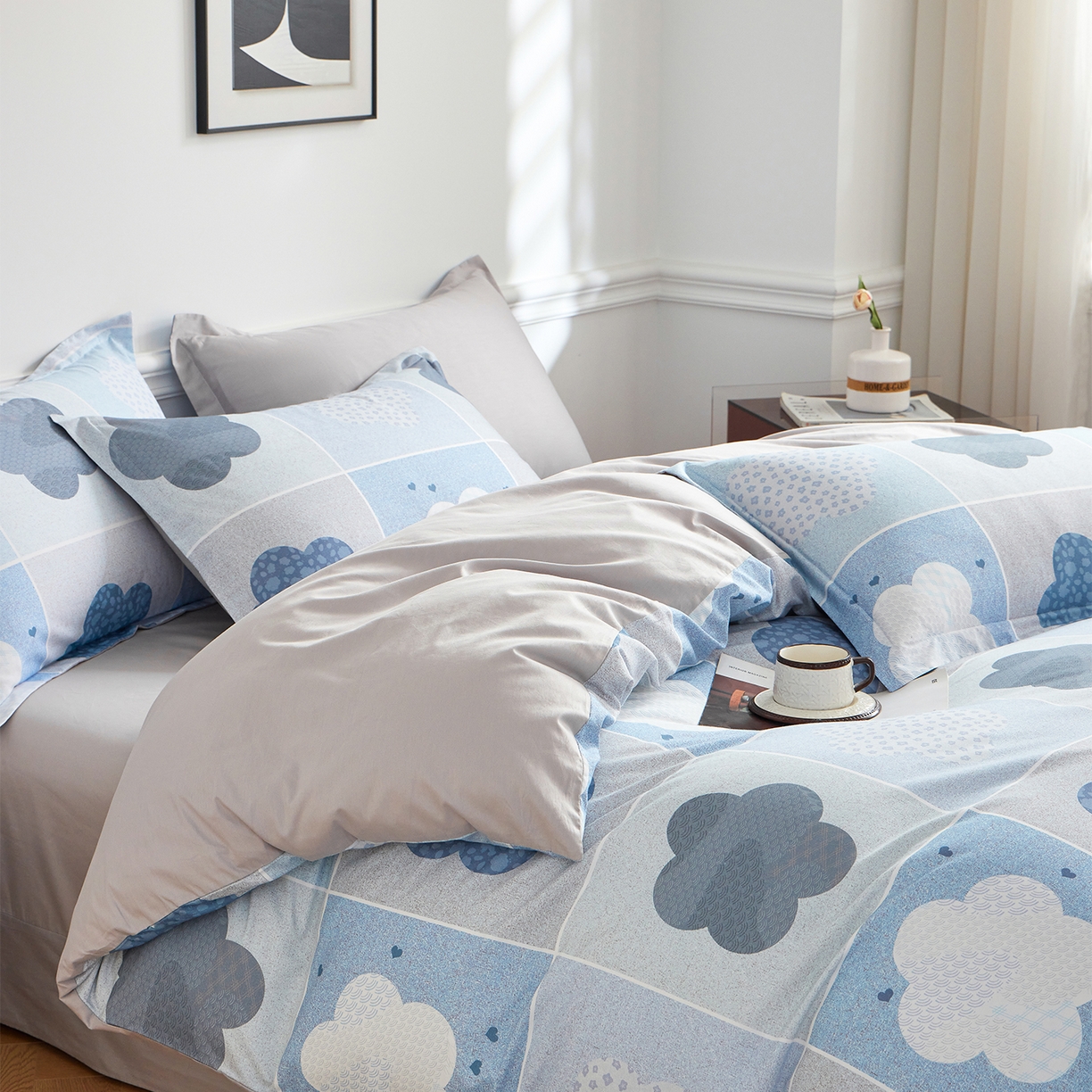 91家纺网 家纺一手货源 找家纺 元元家居（元元被业） 2026新款全棉纯棉13372床盖款四件套-印花款 非凡