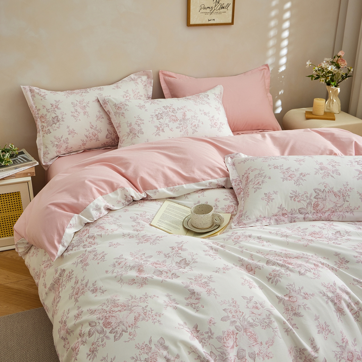 91家纺网 家纺一手货源 找家纺 元元家居（元元被业） 2026新款全棉纯棉13372床盖款四件套-印花款 芙尔