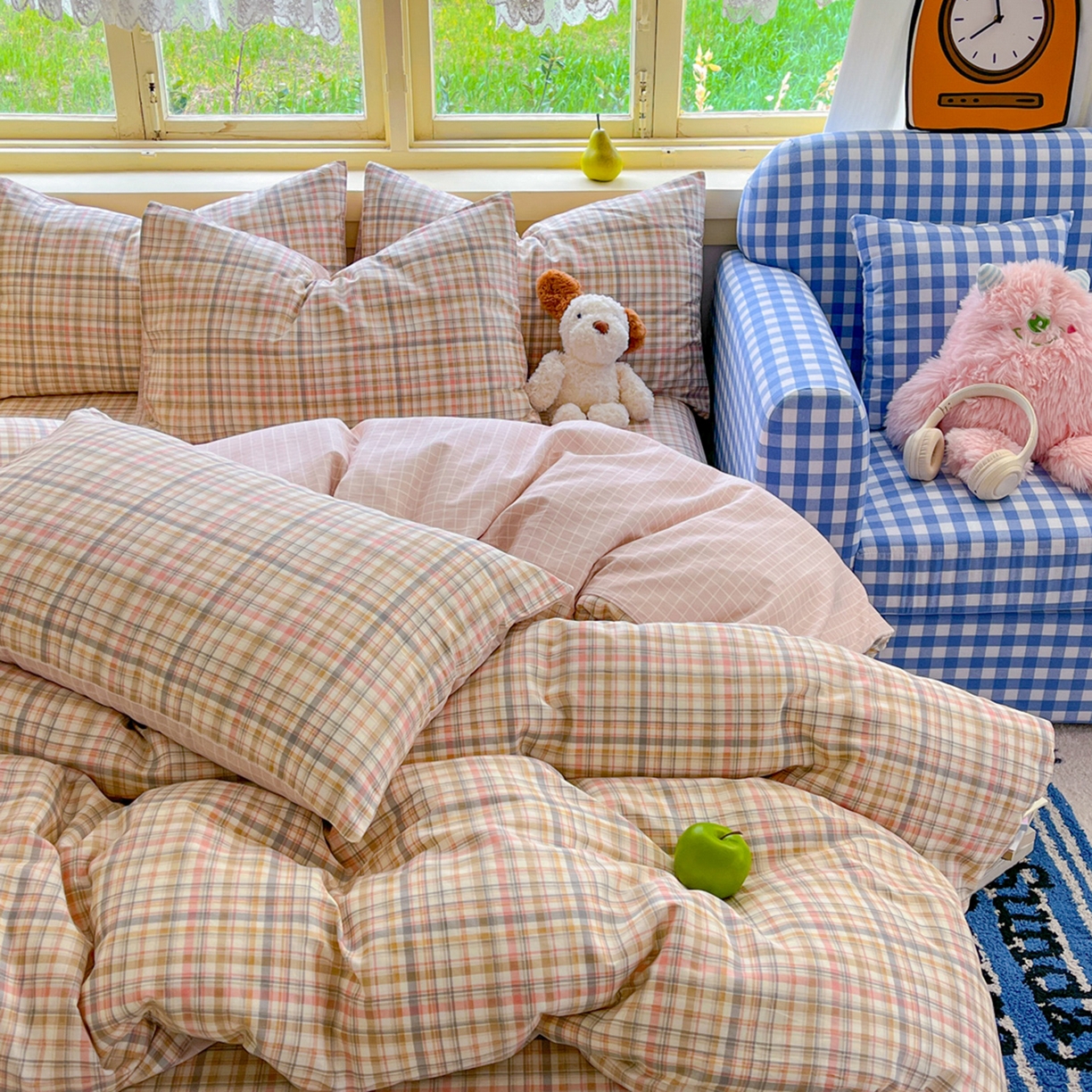 91家纺网 家纺一手货源 找家纺 简约家纺 2026新款全棉斜纹12868四件套系列 歌尔-粉