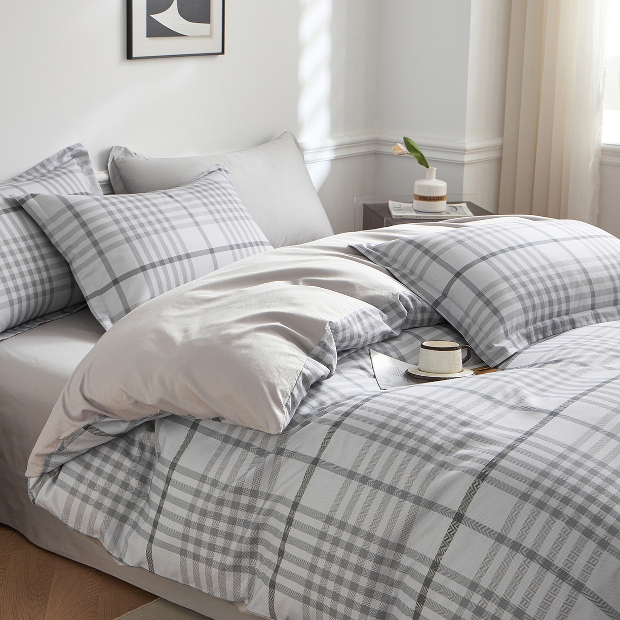 91家纺网 家纺一手货源 找家纺 元元家居（元元被业） 2026新款全棉纯棉13372床盖款四件套-印花款 格调