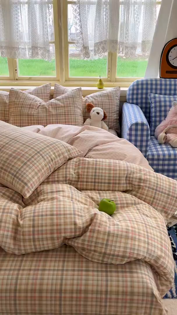 91家纺网 家纺一手货源 找家纺 简约家纺 2026新款全棉斜纹12868四件套系列 歌尔-粉