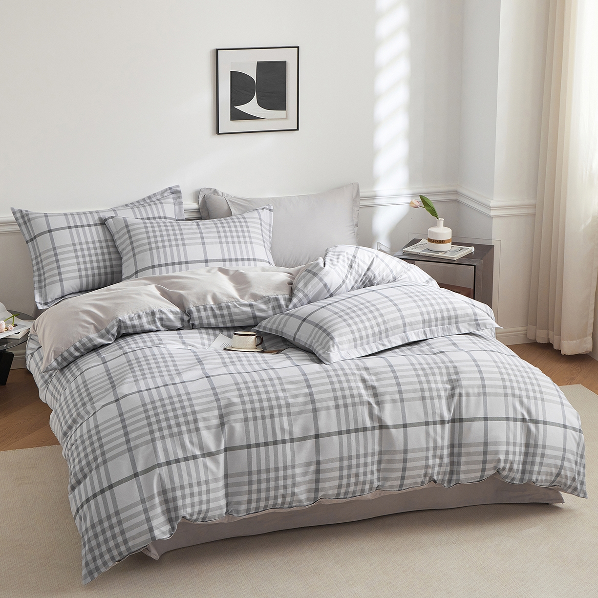 91家纺网 家纺一手货源 找家纺 元元家居（元元被业） 2026新款全棉纯棉13372床盖款四件套-印花款 格调