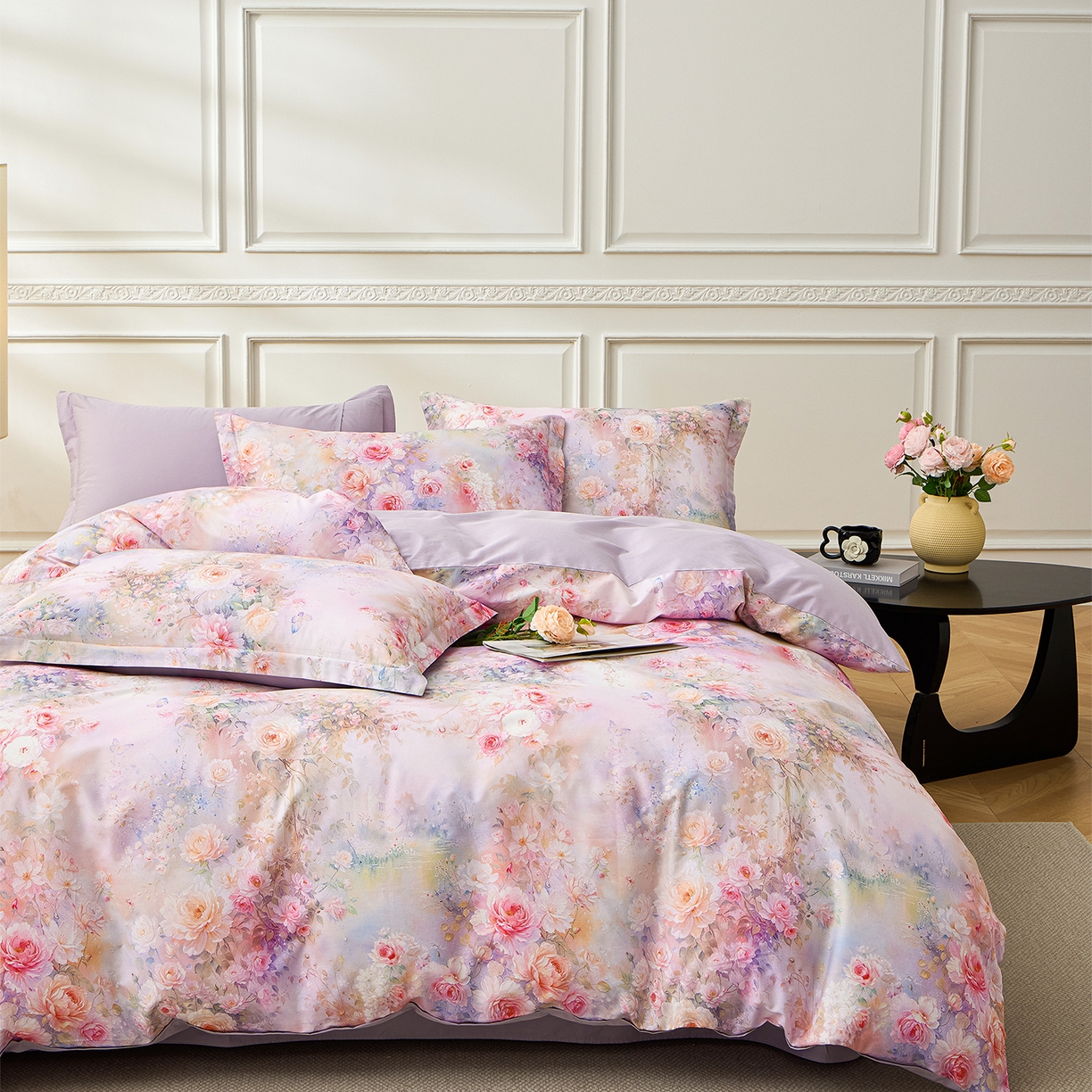 元元家居（元元被业） 2026新款全棉纯棉13372床盖款四件套-印花款 红颜