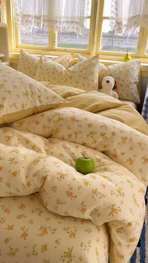 91家纺网 家纺一手货源 找家纺 简约家纺 2026新款全棉斜纹12868四件套系列 故事小黄花