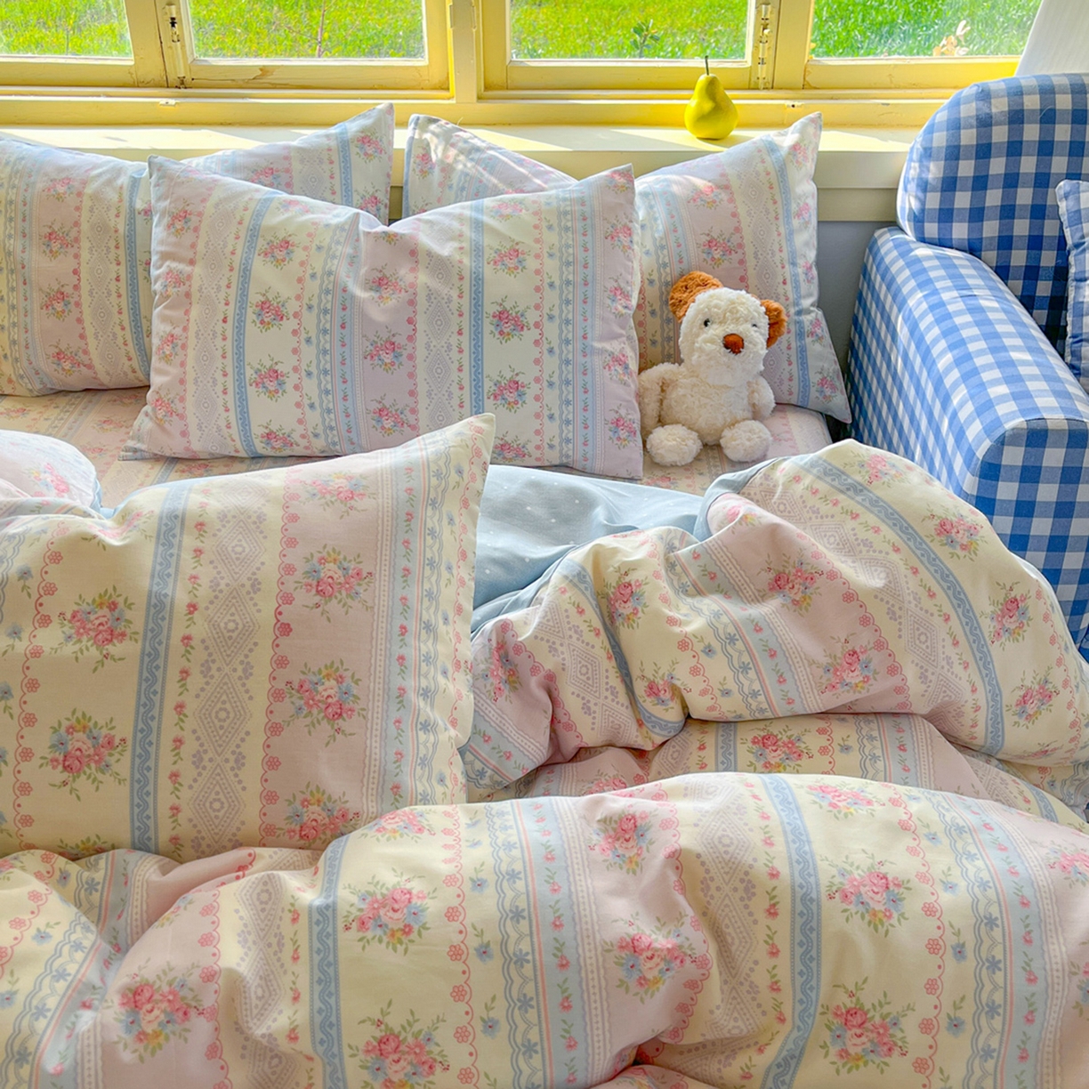 91家纺网 家纺一手货源 找家纺 简约家纺 2026新款全棉斜纹12868四件套系列 花满情