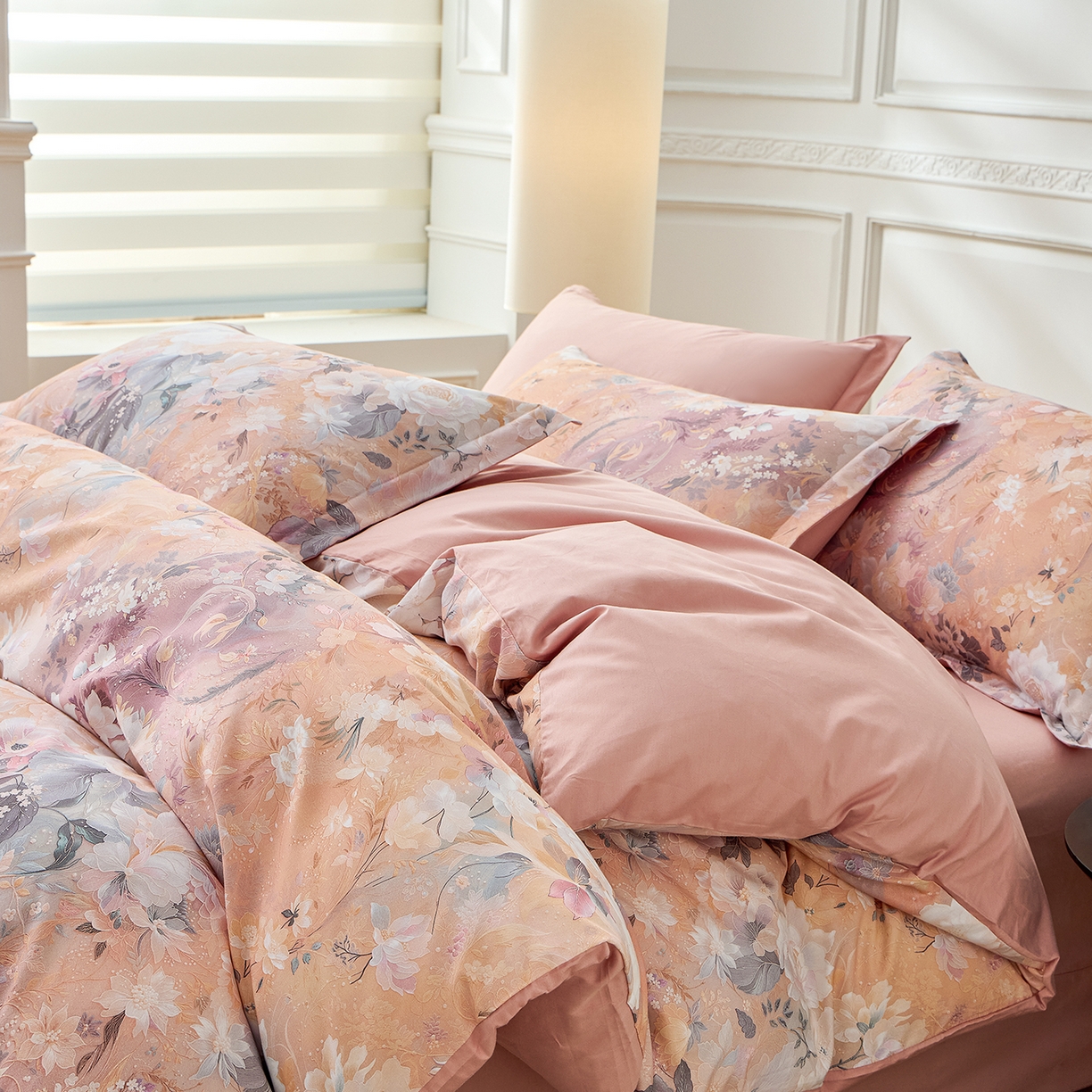 91家纺网 家纺一手货源 找家纺 元元家居（元元被业） 2026新款全棉纯棉13372床盖款四件套-印花款 惊艳