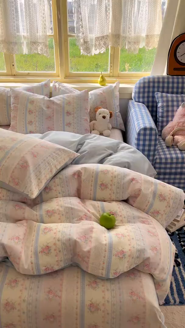 91家纺网 家纺一手货源 找家纺 简约家纺 2026新款全棉斜纹12868四件套系列 花满情