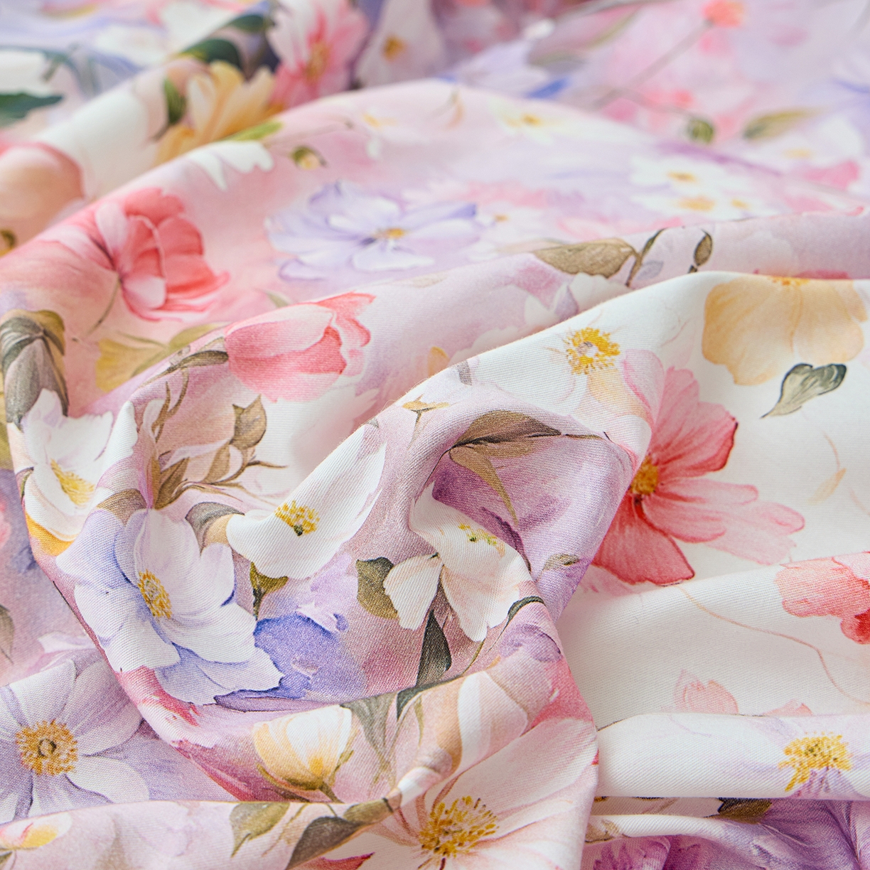 91家纺网 家纺一手货源 找家纺 元元家居（元元被业） 2026新款全棉纯棉13372床盖款四件套-印花款 闪亮