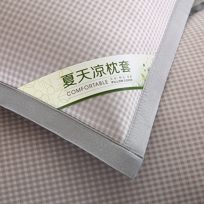 91家纺网 家纺一手货源 找家纺 小牛席业 2026新款腊肠狗格纹提花冰丝夏凉枕套单枕套枕套单件 香槟