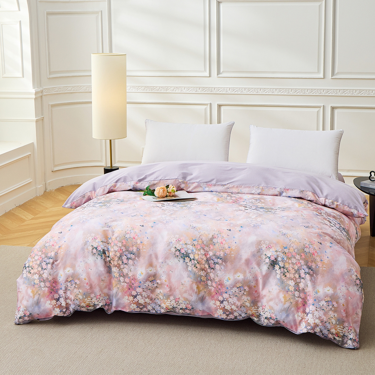 91家纺网 家纺一手货源 找家纺 元元家居（元元被业） 2026新款全棉纯棉13372床盖款四件套-印花款 时光