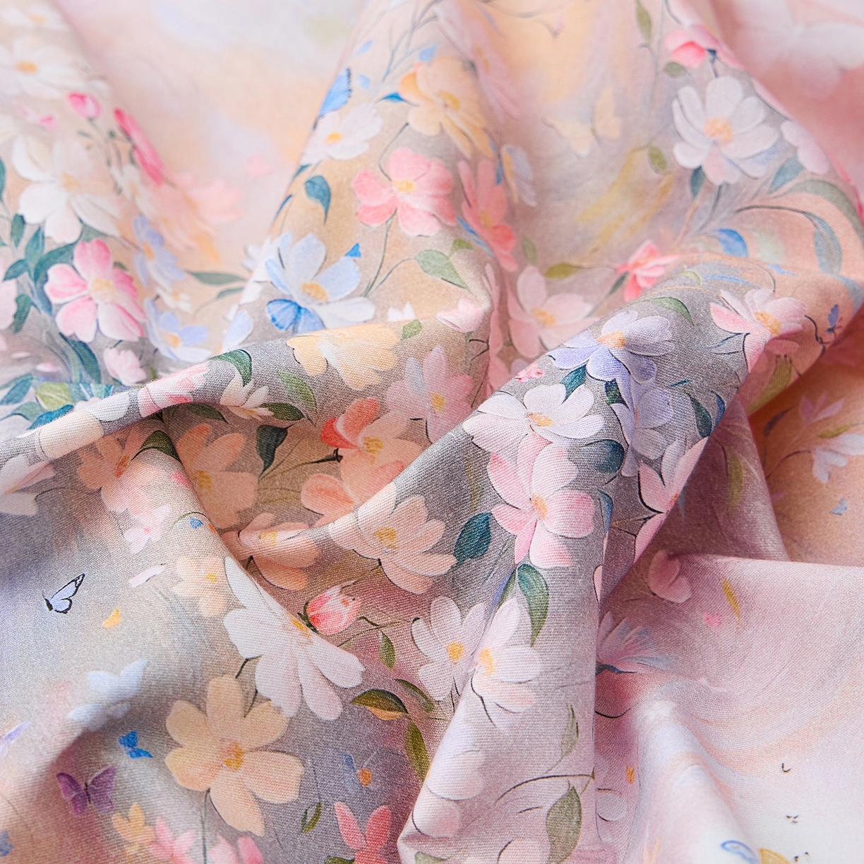 91家纺网 家纺一手货源 找家纺 元元家居（元元被业） 2026新款全棉纯棉13372床盖款四件套-印花款 时光