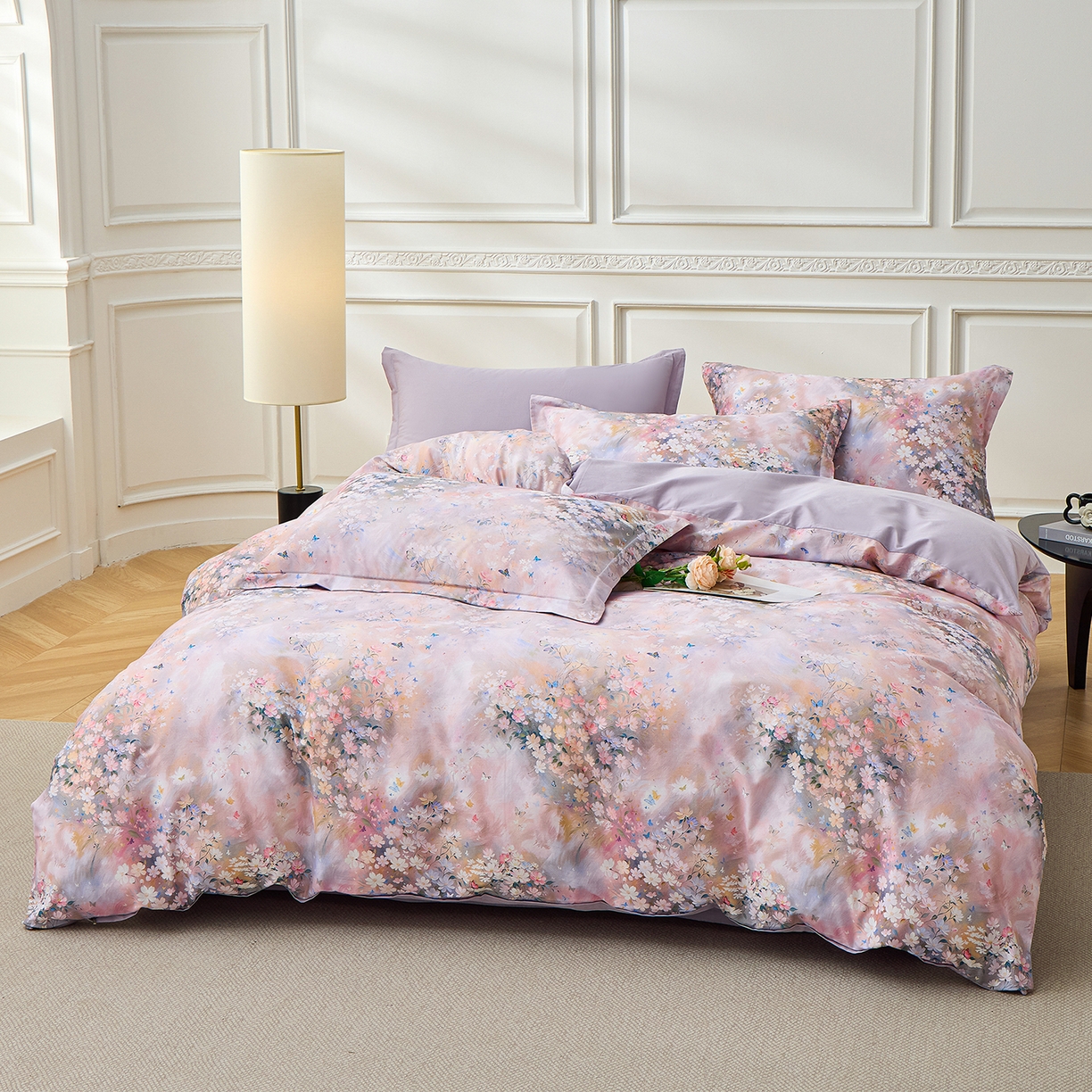 91家纺网 家纺一手货源 找家纺 元元家居（元元被业） 2026新款全棉纯棉13372床盖款四件套-印花款 时光