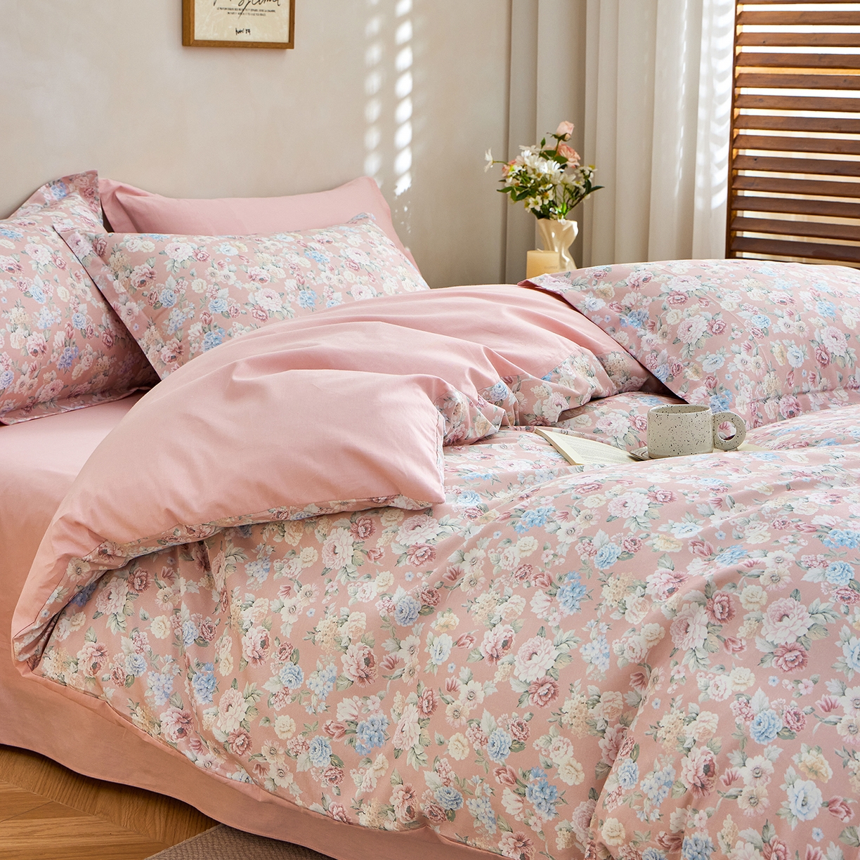 91家纺网 家纺一手货源 找家纺 元元家居（元元被业） 2026新款全棉纯棉13372床盖款四件套-印花款 朔奇