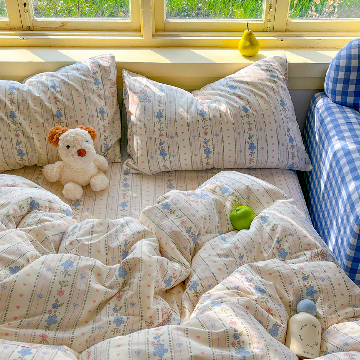 91家纺网 家纺一手货源 找家纺 简约家纺 2026新款全棉斜纹12868四件套系列 蓝茵小兔