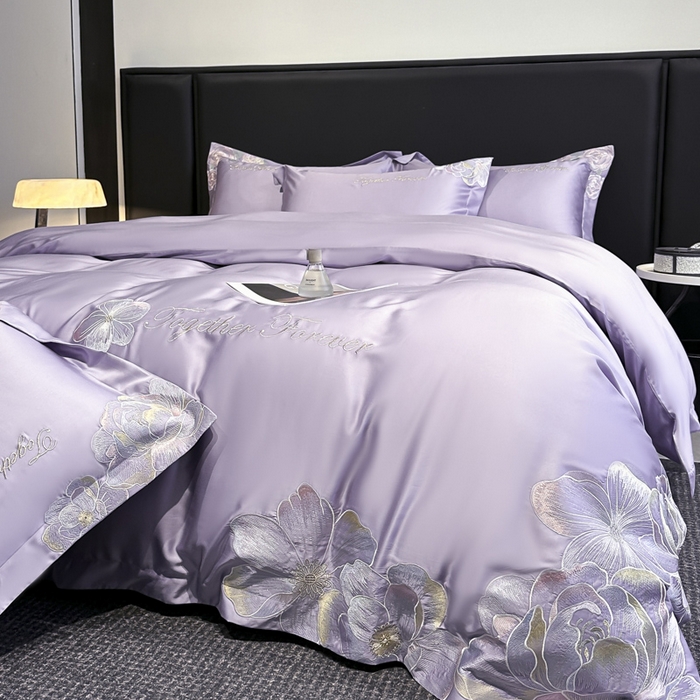 91家纺网 家纺一手货源 找家纺 （总）润锦云 2026新款高支高密刺绣四件套-花溪系列