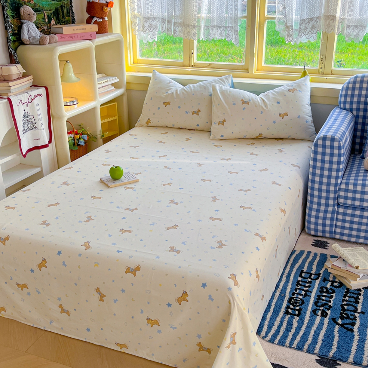 91家纺网 家纺一手货源 找家纺 简约家纺 2026新款全棉斜纹12868四件套系列 木马心愿