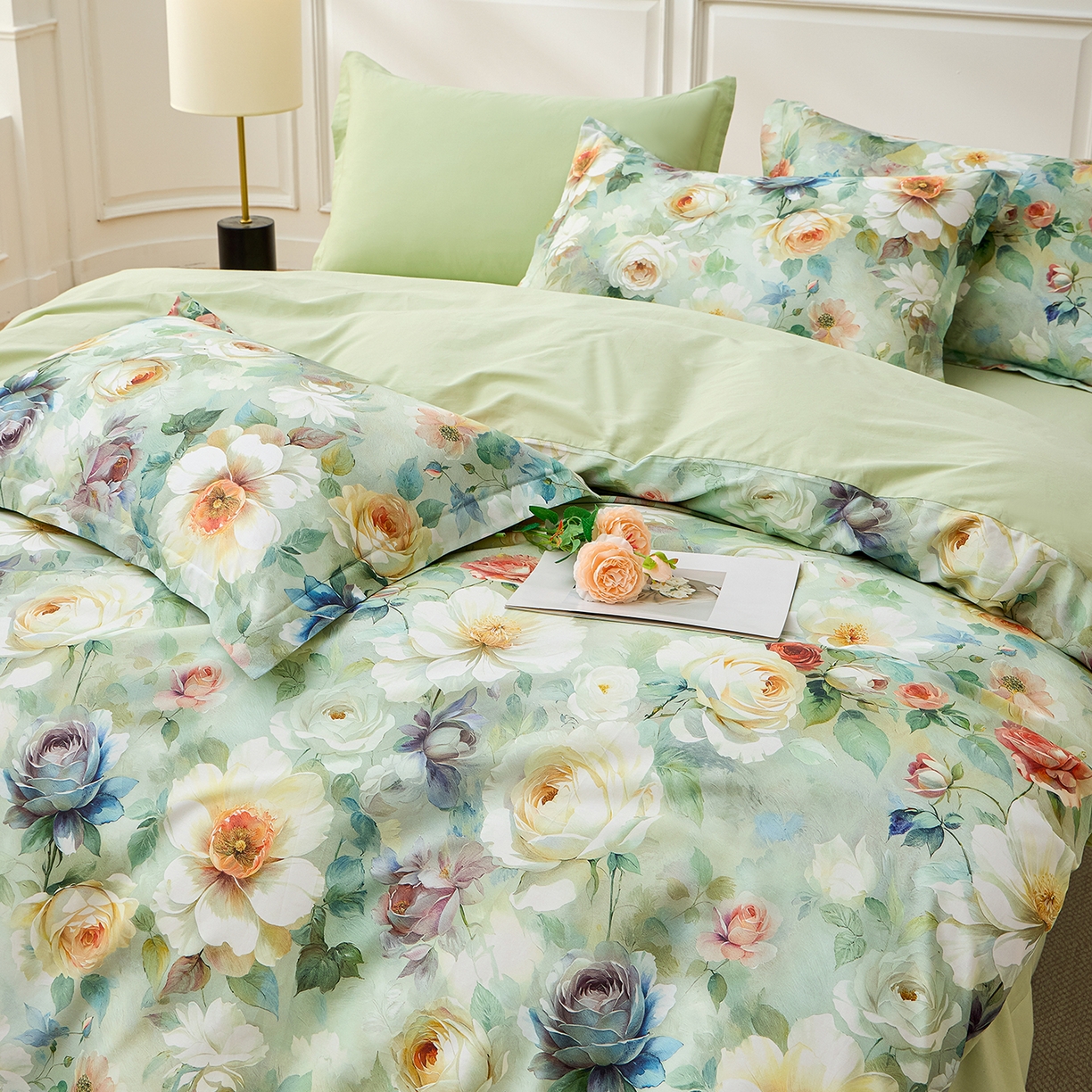 91家纺网 家纺一手货源 找家纺 元元家居（元元被业） 2026新款全棉纯棉13372床盖款四件套-印花款 秀丽