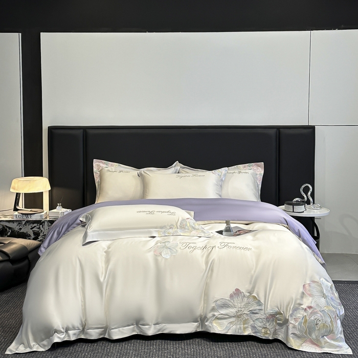 91家纺网 家纺一手货源 找家纺 （总）润锦云 2026新款高支高密刺绣四件套-花溪系列