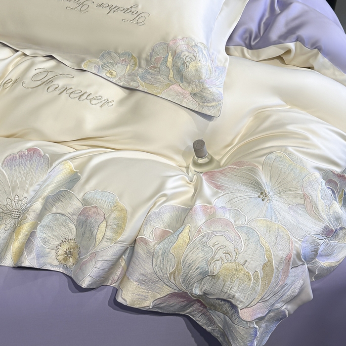 91家纺网 家纺一手货源 找家纺 （总）润锦云 2026新款高支高密刺绣四件套-花溪系列