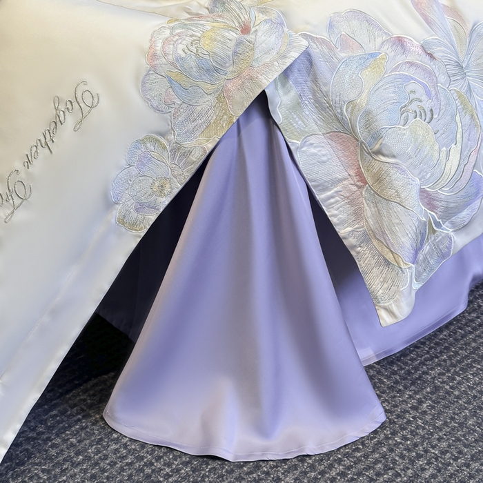 91家纺网 家纺一手货源 找家纺 （总）润锦云 2026新款高支高密刺绣四件套-花溪系列