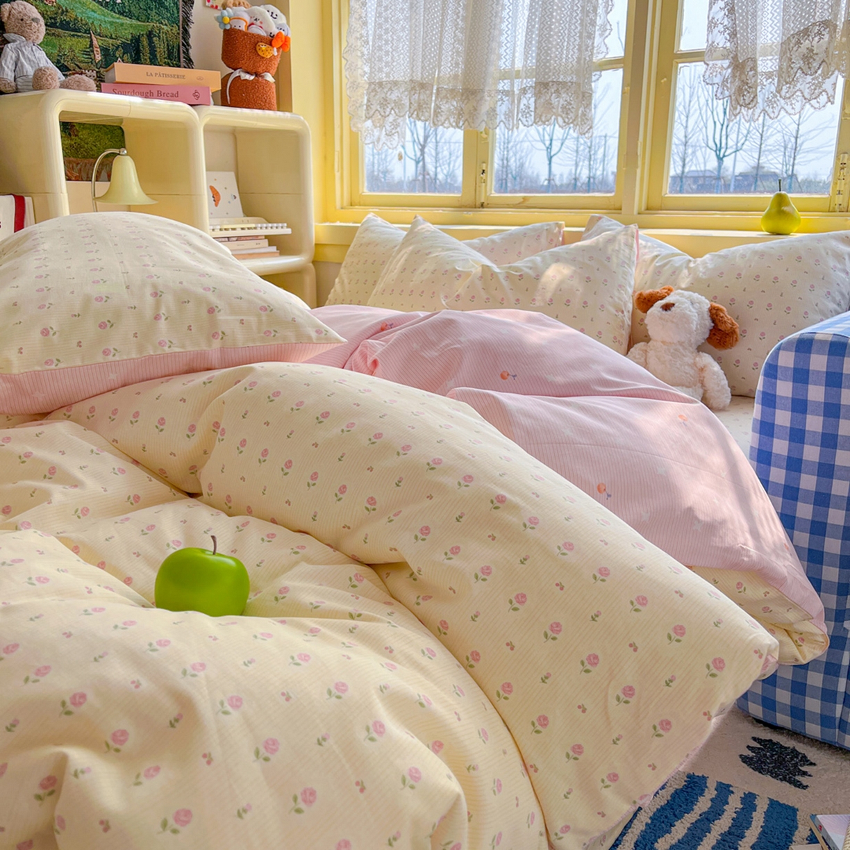 91家纺网 家纺一手货源 找家纺 简约家纺 2026新款全棉斜纹12868四件套系列 恬淡小花