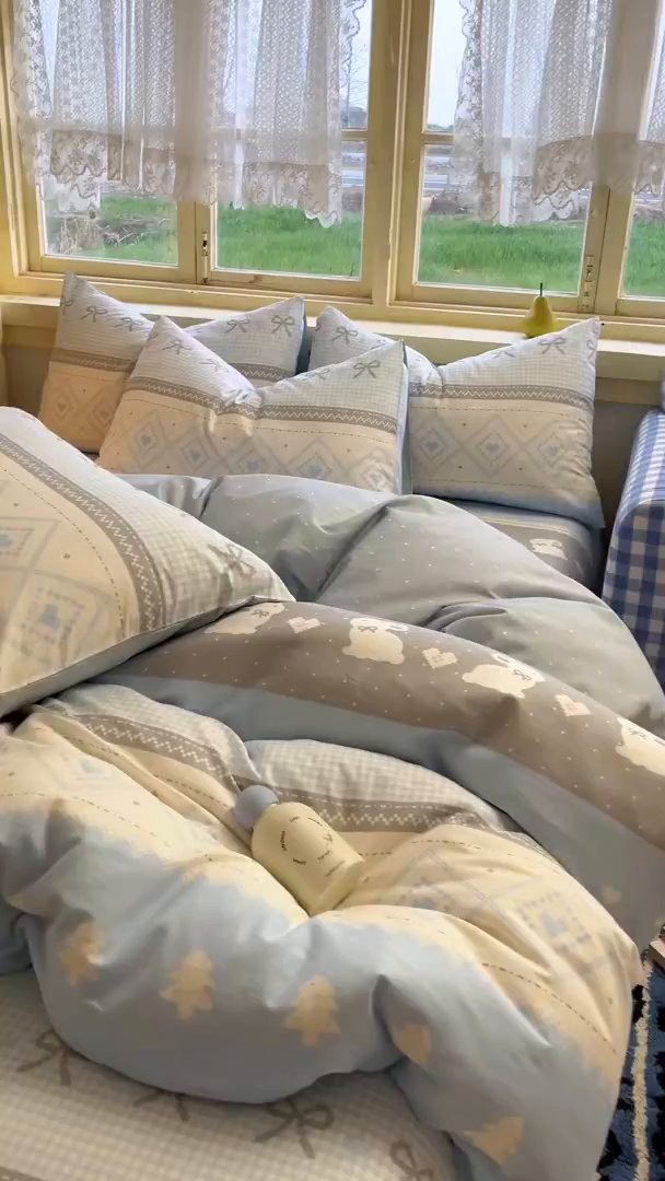 91家纺网 家纺一手货源 找家纺 简约家纺 2026新款全棉斜纹12868四件套系列 维西兔