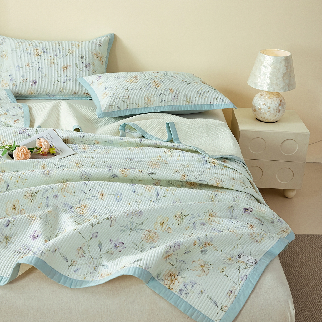 91家纺网 家纺一手货源 找家纺 （总）元元家居（元元被业） 2026新款全棉纯棉13372系列夹棉枕套单件枕套单品单枕套-印花款