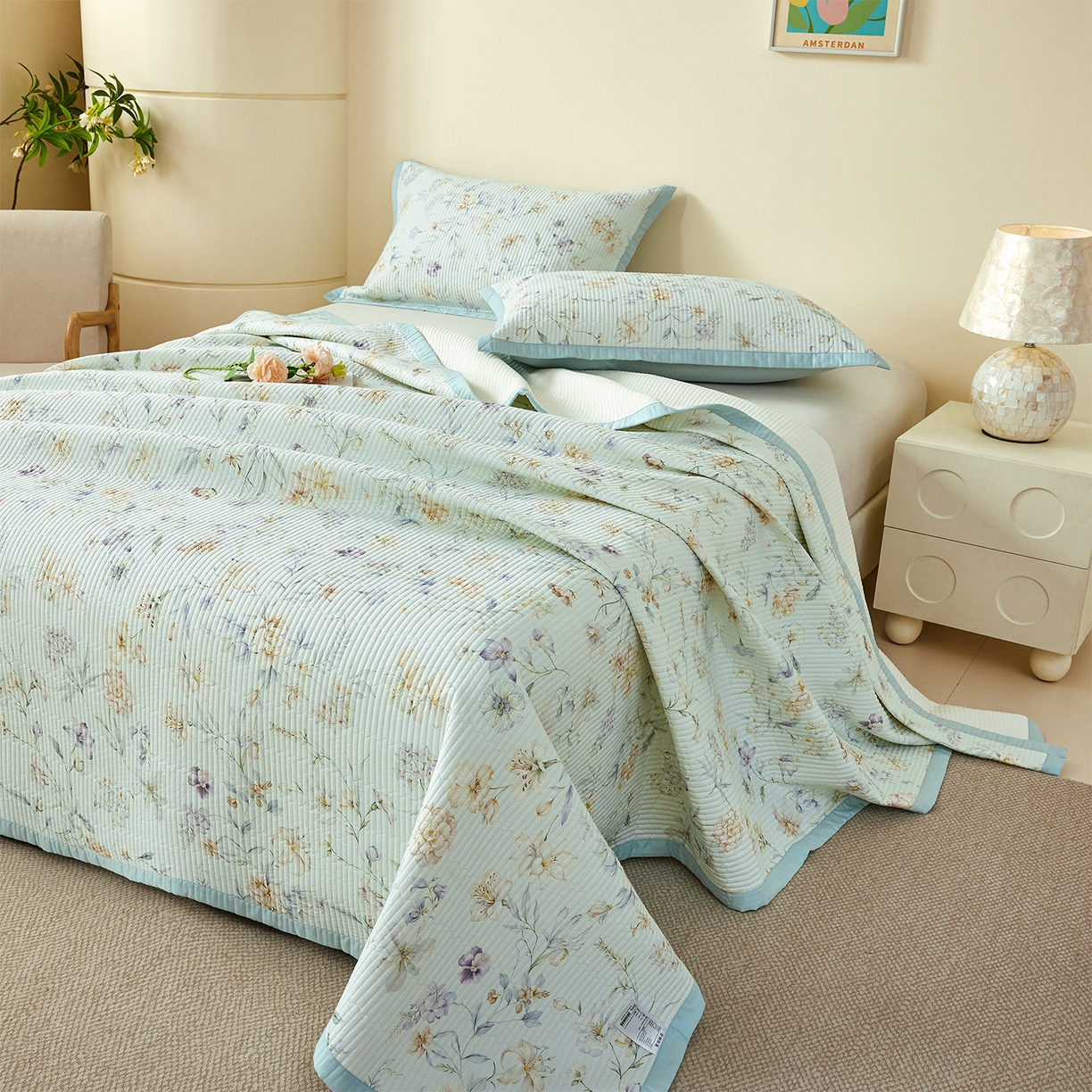 91家纺网 家纺一手货源 找家纺 （总）元元家居（元元被业） 2026新款全棉纯棉13372系列夹棉枕套单件枕套单品单枕套-印花款