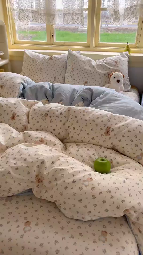 91家纺网 家纺一手货源 找家纺 简约家纺 2026新款全棉斜纹12868四件套系列 小奶兔