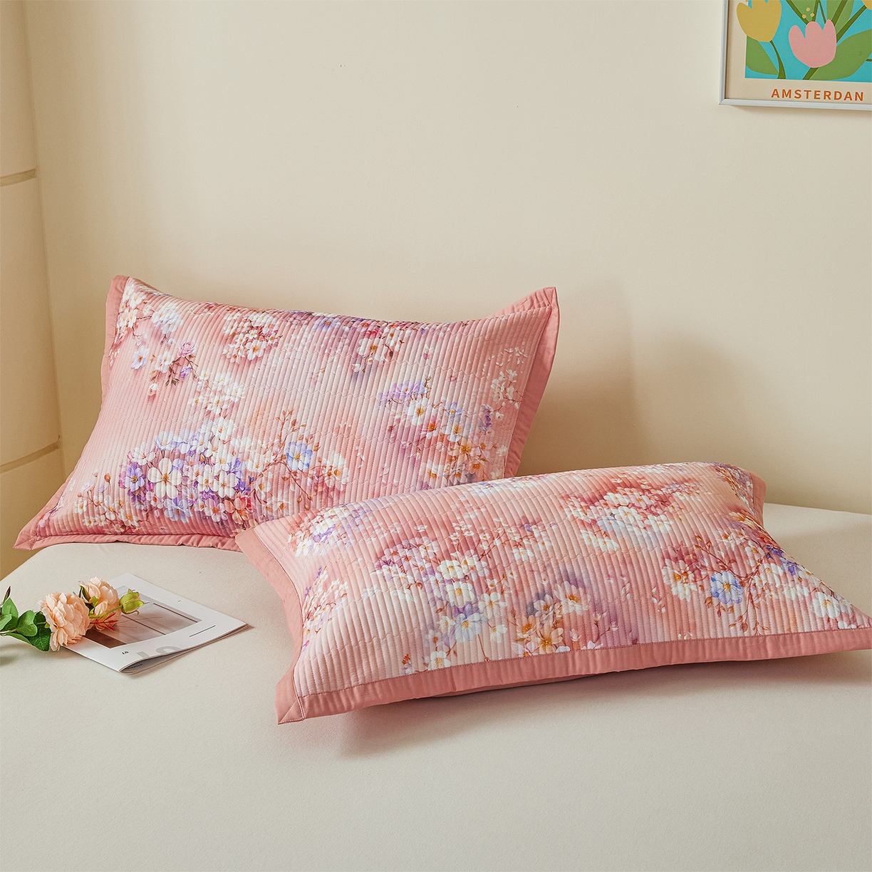 91家纺网 家纺一手货源 找家纺 （总）元元家居（元元被业） 2026新款全棉纯棉13372系列夹棉枕套单件枕套单品单枕套-印花款