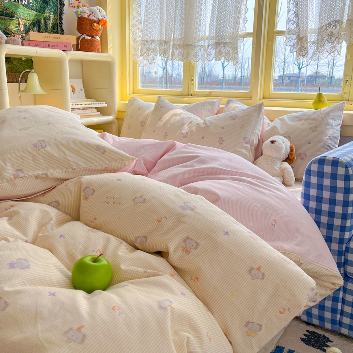 91家纺网 家纺一手货源 找家纺 简约家纺 2026新款全棉斜纹12868四件套系列 星小象-米