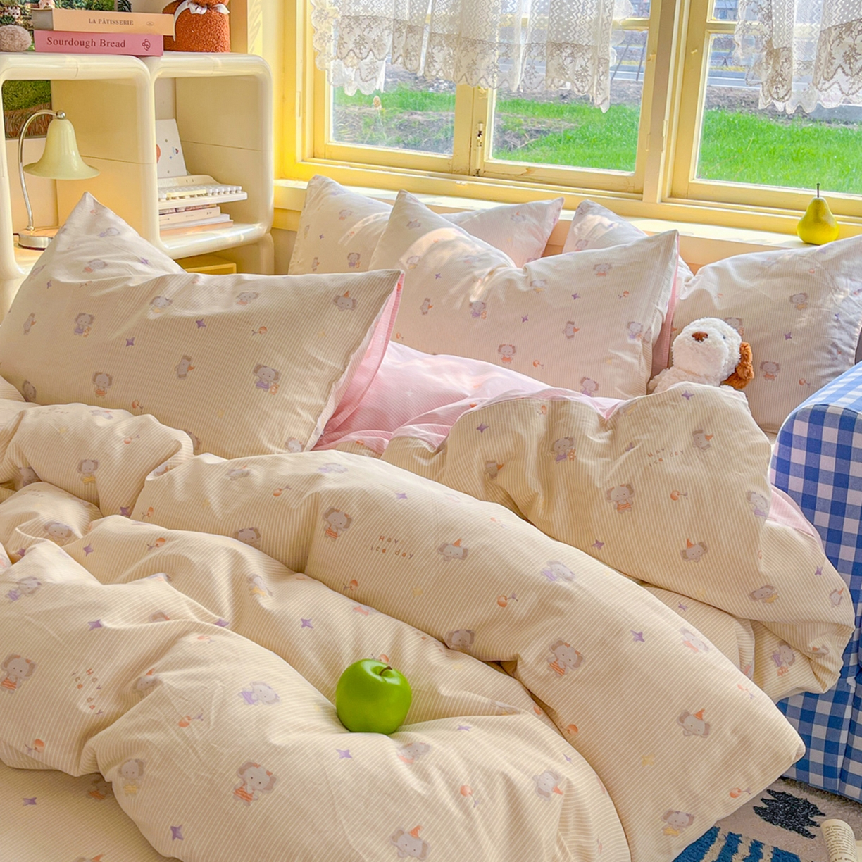 91家纺网 家纺一手货源 找家纺 简约家纺 2026新款全棉斜纹12868四件套系列 星小象-米