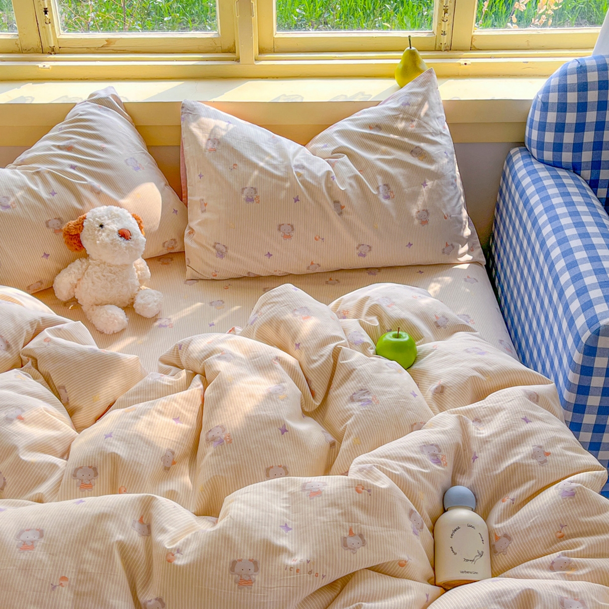 91家纺网 家纺一手货源 找家纺 简约家纺 2026新款全棉斜纹12868四件套系列 星小象-米