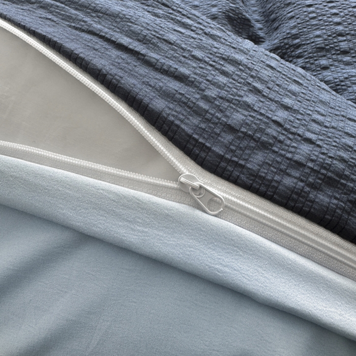 91家纺网 家纺一手货源 找家纺 （总）雨帆家纺 2026新款时尚双拼泡芙纱四件套系列