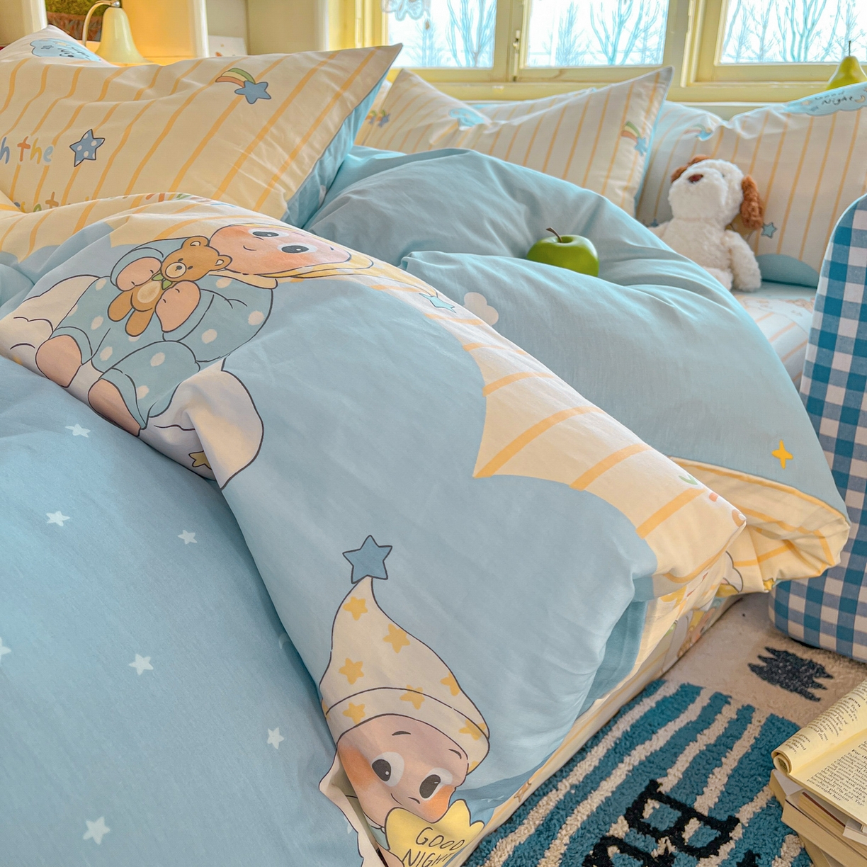 91家纺网 家纺一手货源 找家纺 简约家纺 2026新款全棉斜纹12868四件套系列 星语星愿