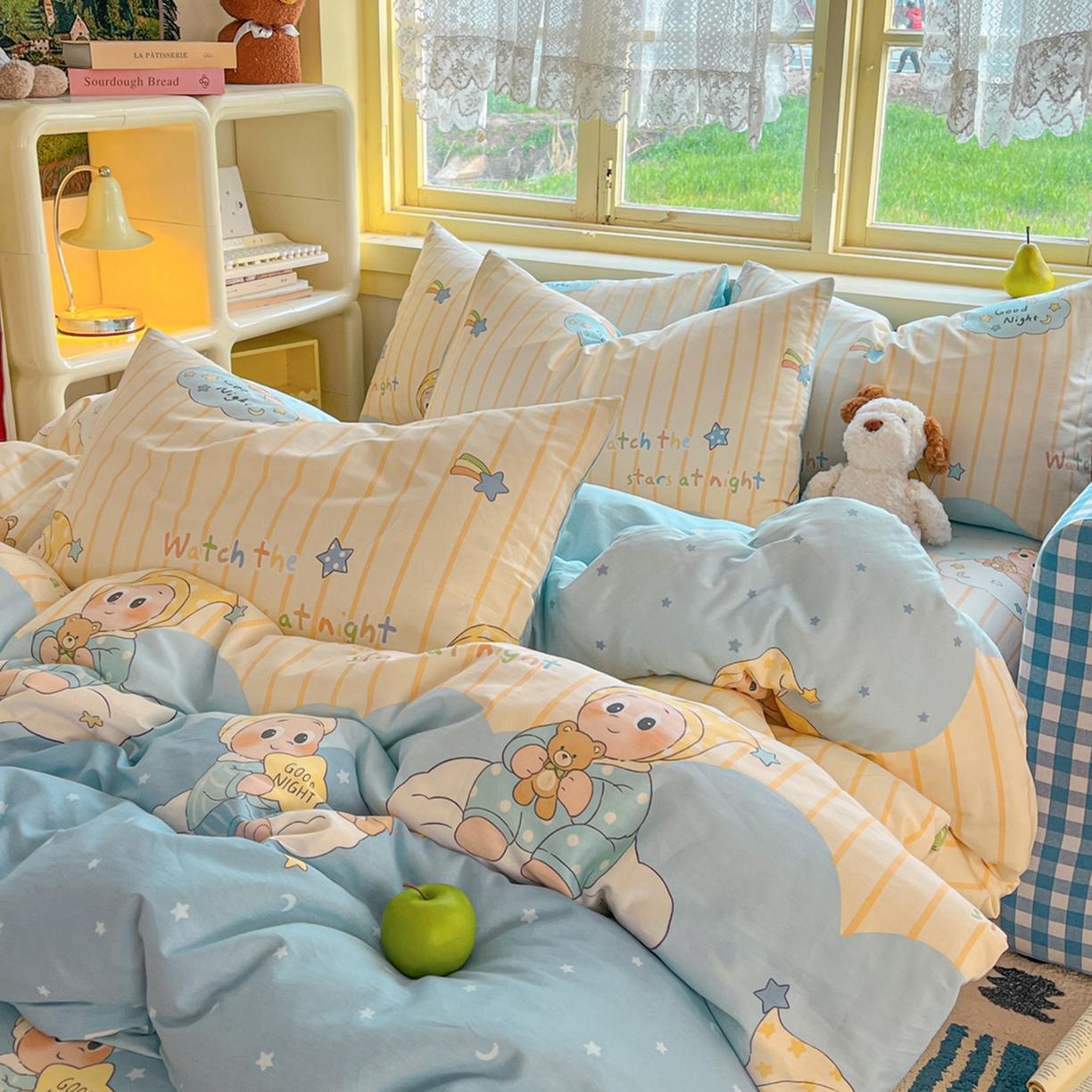 91家纺网 家纺一手货源 找家纺 简约家纺 2026新款全棉斜纹12868四件套系列 星语星愿