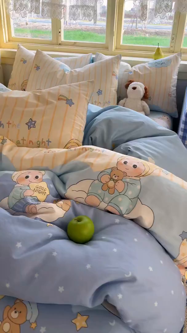 91家纺网 家纺一手货源 找家纺 简约家纺 2026新款全棉斜纹12868四件套系列 星语星愿