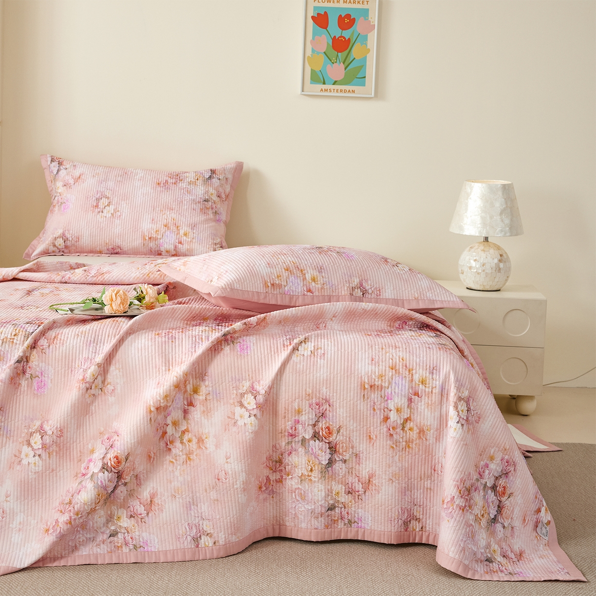 91家纺网 家纺一手货源 找家纺 元元家居（元元被业） 2026新款全棉纯棉13372系列夹棉枕套单件枕套单品单枕套-印花款 芳菲