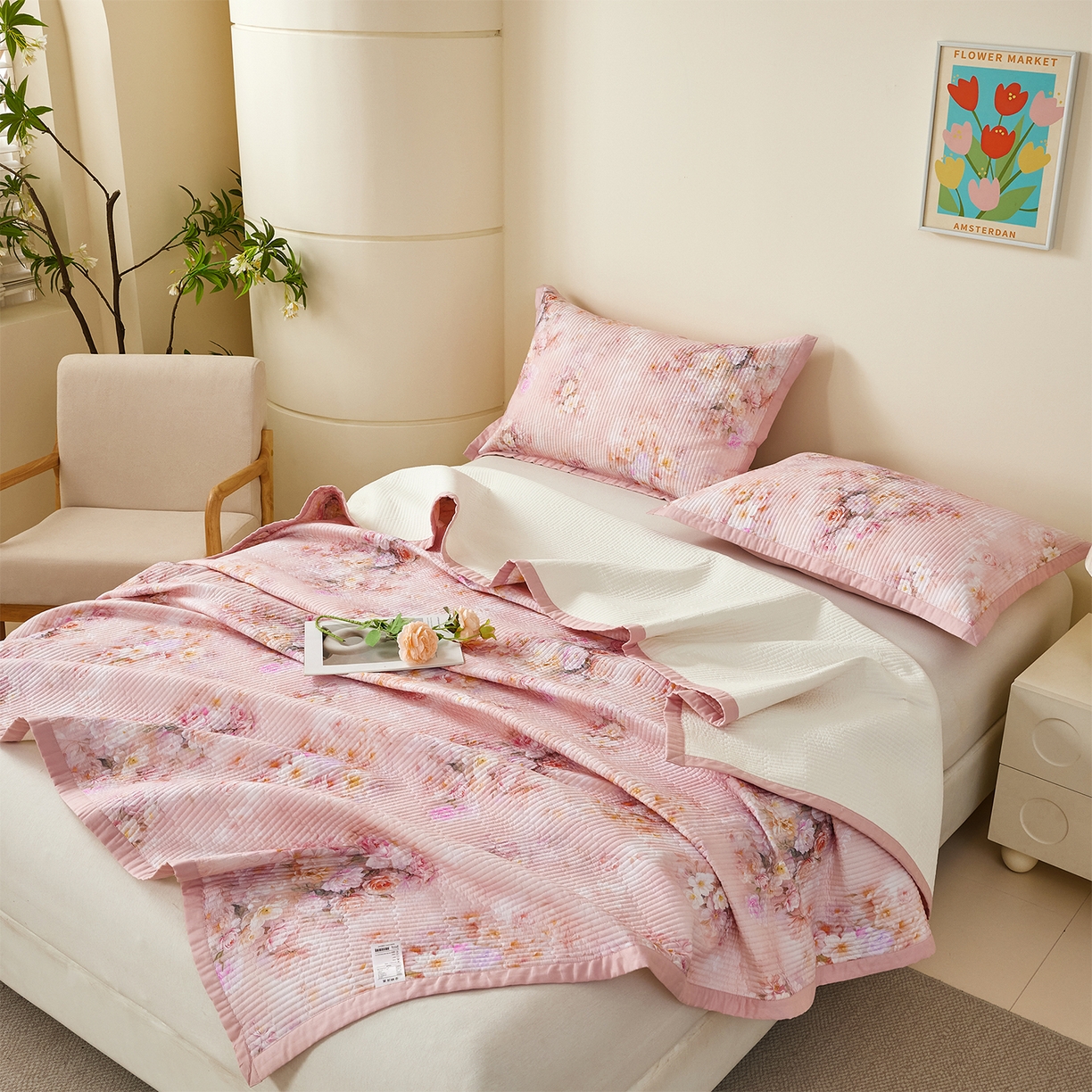 91家纺网 家纺一手货源 找家纺 元元家居（元元被业） 2026新款全棉纯棉13372系列夹棉枕套单件枕套单品单枕套-印花款 芳菲