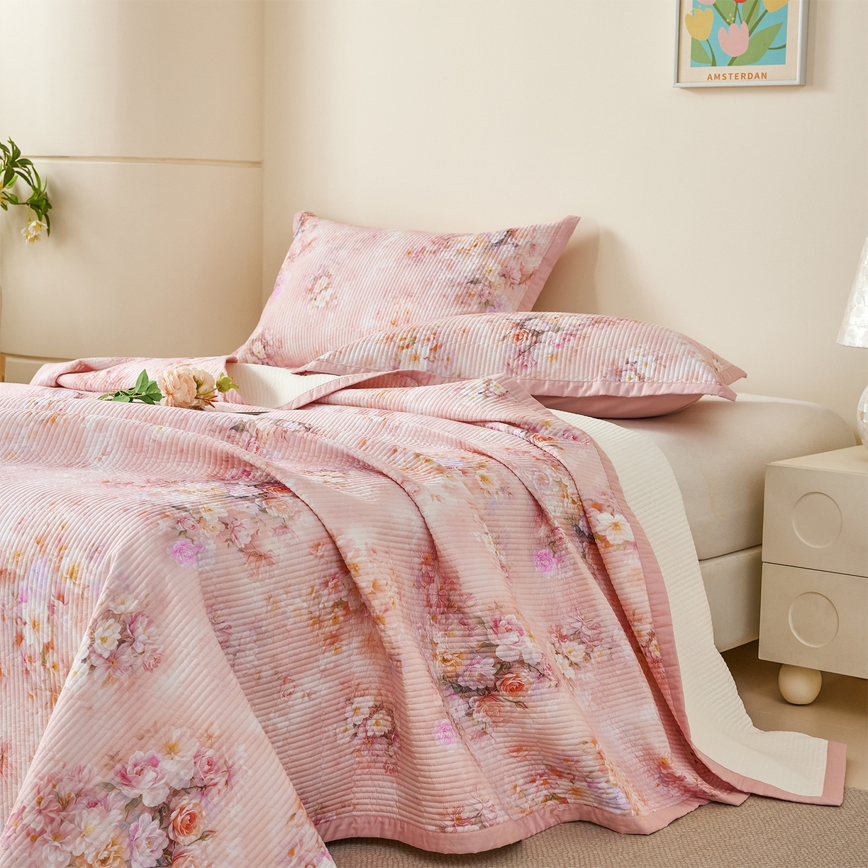 91家纺网 家纺一手货源 找家纺 元元家居（元元被业） 2026新款全棉纯棉13372系列夹棉枕套单件枕套单品单枕套-印花款 芳菲