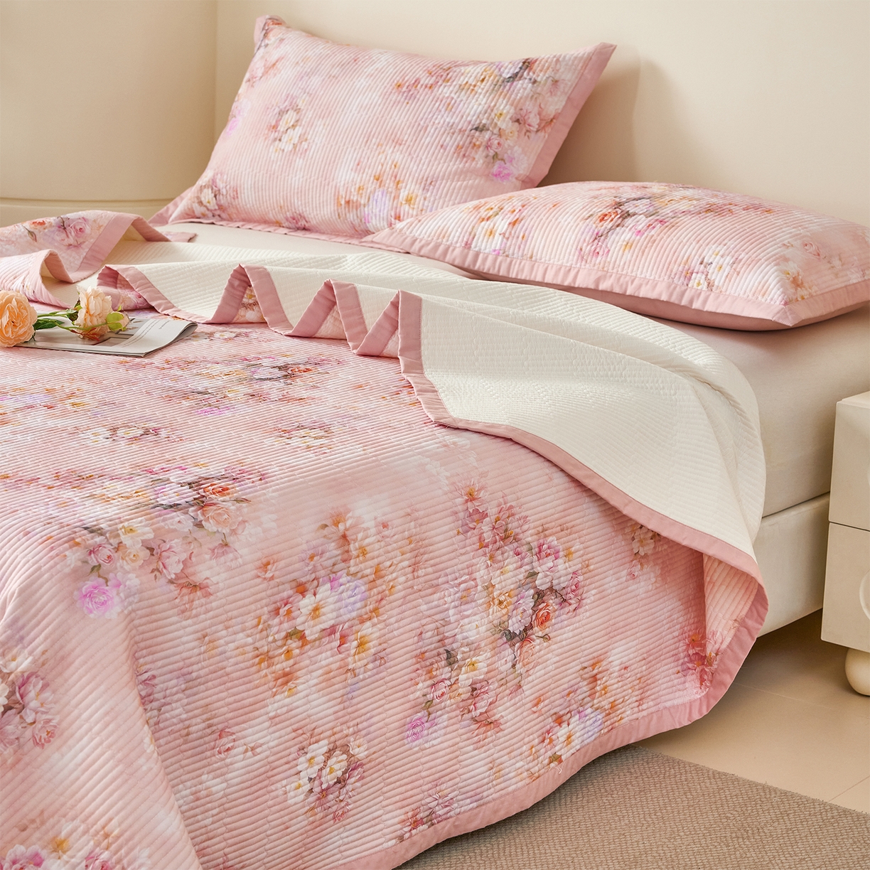 91家纺网 家纺一手货源 找家纺 元元家居（元元被业） 2026新款全棉纯棉13372系列夹棉枕套单件枕套单品单枕套-印花款 芳菲