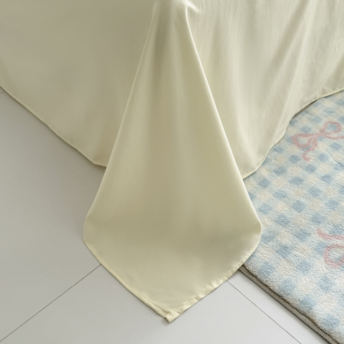 91家纺网 家纺一手货源 找家纺 雨帆家纺 2026新款时尚双拼泡芙纱四件套系列 泡芙纱蓝+芝士