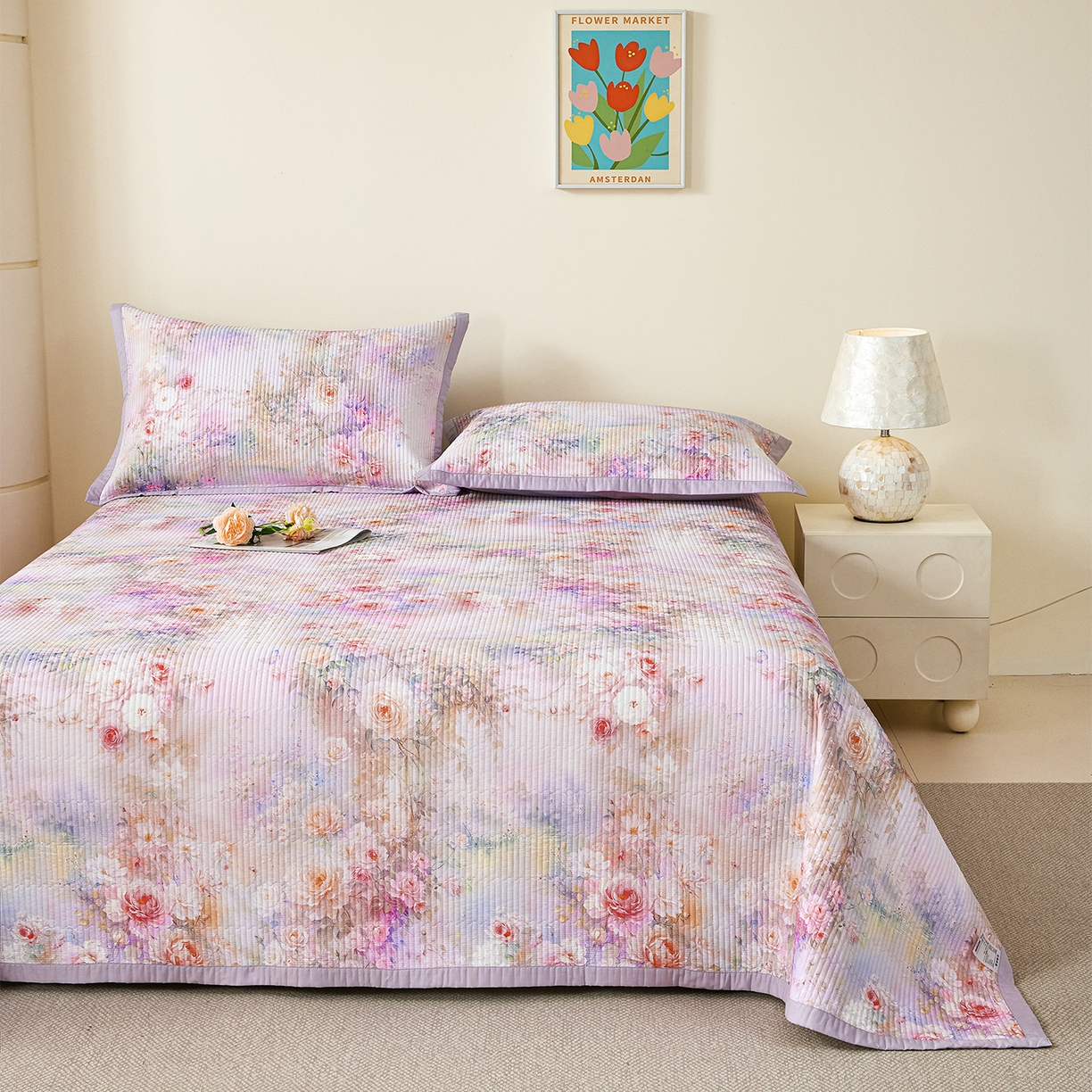 91家纺网 家纺一手货源 找家纺 元元家居（元元被业） 2026新款全棉纯棉13372系列夹棉枕套单件枕套单品单枕套-印花款 红颜